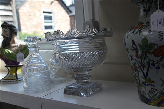 A Regency cut glass pedestal bowl, height 25cm